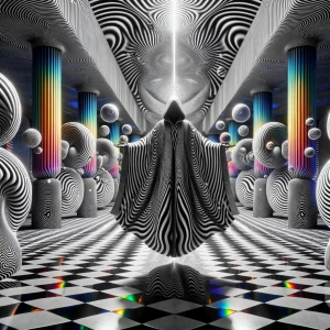 An ultra-photorealistic portrait of a mystic suspended in a zero...