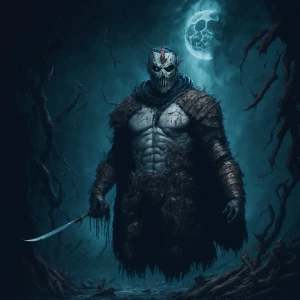 "In the moonlit clearing of Crystal Lake, the air hangs heavy wi...