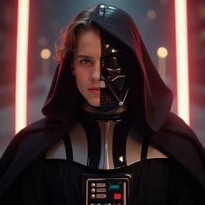 Luke Skywalker transitioning into Darth Vader