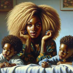 Hyper realistic super detailed glossy oil painting African Ameri...