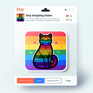 Pride 3x3 cat sticker to see on Etsy