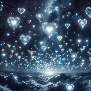 starry sky in the form of hearts