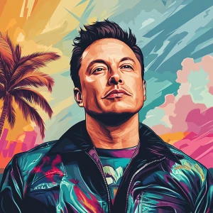 Elon Musk in GTA art style, , in the style of a Grand Theft Aut...