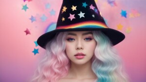 A beautiful kawaii princess with big blue eyes and long eyelashe...