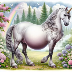 Heavily and realistic pregnant unicorn