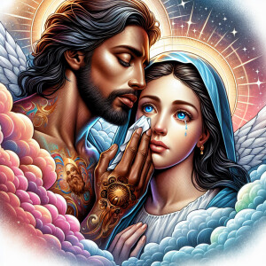 Ensure that the image distinctly represents both Jesus Christ an...