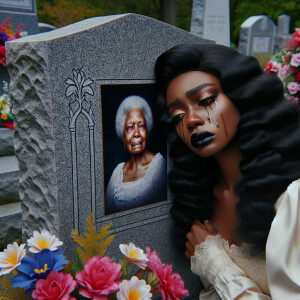 A beautiful light-skinned African-American woman with long wavy...