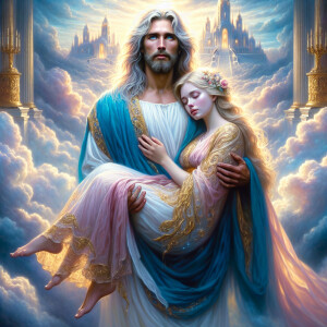An oil painting depicting a light-skinned African-American Jesus...