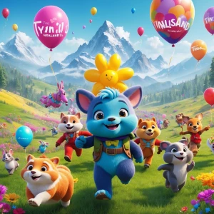 A fantasy land YouTube banner for a kids’ channel with 3D-style...