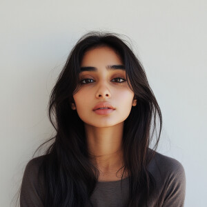 Create an image of a cute 21-year-old Pakistani American woman f...