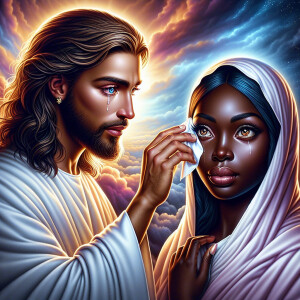 Ensure that the image distinctly represents both Jesus Christ an...
