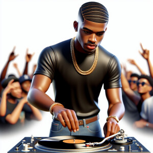 3D image of a Handsome LIGHT SKIN African American young DJ. He...