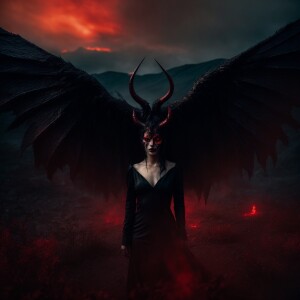 A female character with a dark and mysterious aura, reminiscent...