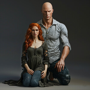 A photorealistic high resolution image. Light ginger haired fema...