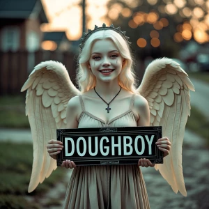 Happy  portrait photography. A  albino smiling beautiful angel,...