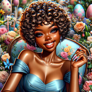 Create a realistic airbrushed illustration of a young, smiling,...