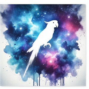 A cosmic outer space pretty watercolor graphic splattered on the...