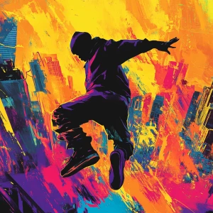 Design a vibrant cover for an urban music album featuring a graf...