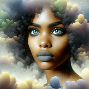 3D image of a beautiful African American woman, she has beautifu...