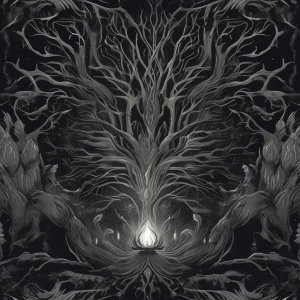 "In the heart of a shadowed forest, an ominous entity looms, its...