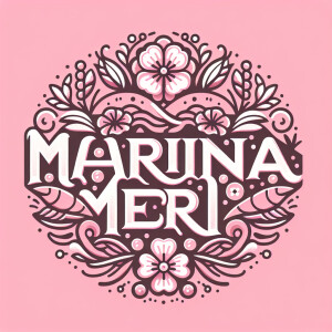 Создай логотип «MARInaMERI» с красивым дизайном на розовом фоне,...