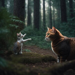 A curious cat encounters an alien in the heart of the forest. Th...