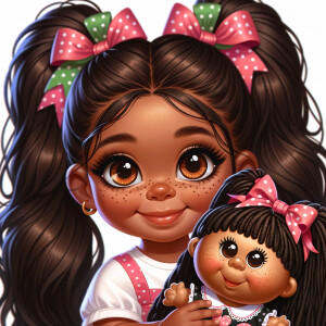 African-American girl with huge Hazel Brown eyes and long, black...