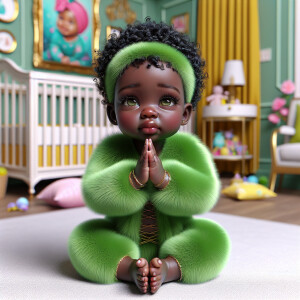 A 3D realistic illustration of a light-skinned African-American...