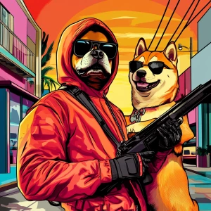 MEME PEPE in GTA art style — Fighting with doge — in the style o...