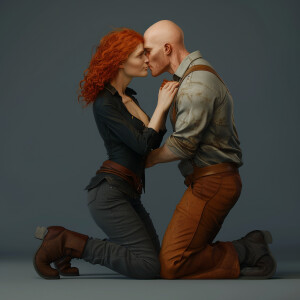 A photorealistic high resolution image. Light ginger haired fema...