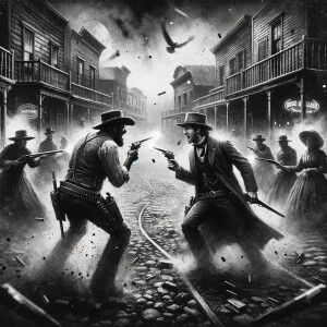 black and white high contrast oil painting style, photorealistic...