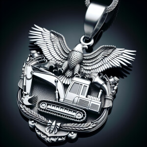 Sterling silver pendant featuring a distinctive design of an exc...