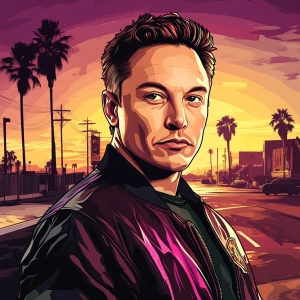 Elon Musk in GTA art style, , in the style of a Grand Theft Aut...