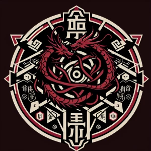a clan symbol in the style of Naruto for Sukuna from Jujutsu Kai...