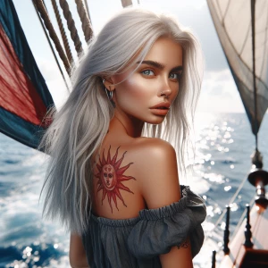 Beautiful, attractive silver haired young woman with sunkissed s...