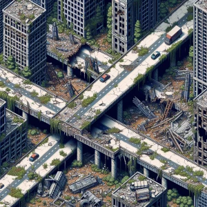 Top down destroy city video game style