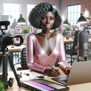 A dynamic, high gloss acrylic illustration of an African America...