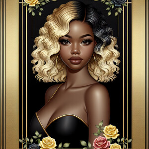 Create a vertical 3-D portrait of a light-skinned African-Americ...