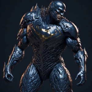 Superman donned in a sleek, reflective liquid metal armor that m...