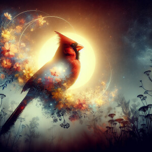 A mesmerizing double exposure masterpiece featuring a glowing si...