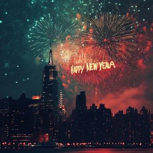 Design a dynamic New Year's Eve firework animation featuring a v...