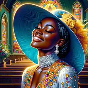 A spiritually enriching illustration portrays an African America...
