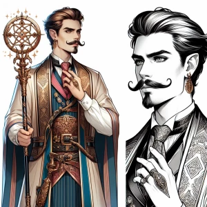 Create a digital portrait of Dorian Pavus from Dragon Age, featu...