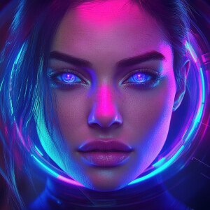 Ultra-realistic digital art portrait of a female, eye level head...