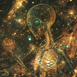 Create an image in the style of Abramtsevo Art depicting a femal...