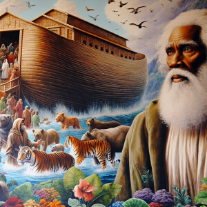 A close-up and detailed wall painting focusing on Noah, depicted...