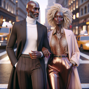 3D image of an attractive African-American couple in their mid 5...