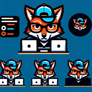 a programmer fox wearing glasses and a cap