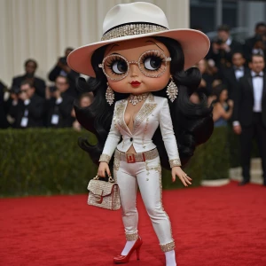 Black American Betty Boop with hazelnut, skin, and long wavy hai...
