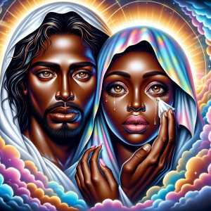 Ensure that the image distinctly represents both Jesus Christ an...